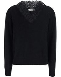 Jucca - Pull Orné De Dentelle À Col V - Lyst