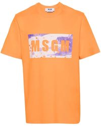 MSGM - Katoenen T-Shirt Met Logoprint - Lyst