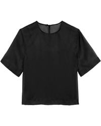 Ami Paris - Silk Short Sleeves Sheer With Undertop Top - Lyst