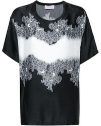 ERMANNO FIRENZE - Lace-print Satin T-shirt - Lyst