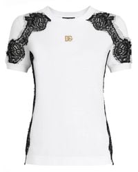 Dolce & Gabbana - Dna Lace-Detailed T-Shirt - Lyst