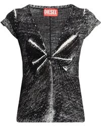 DIESEL - Knotted V-Neck T-Shirt - Lyst