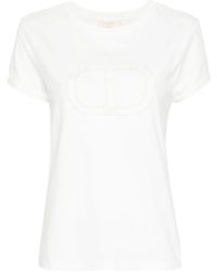 Twinset - Embroidered-Logo Cotton T-Shirt - Lyst
