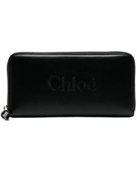 Chloé - Sense Logo-embroidered Leather Wallet - Lyst