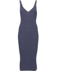 STAUD - Dana Striped Ribbed Dress - Lyst