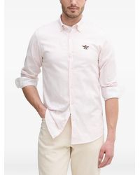 Aeronautica Militare - Vertical-Stripe Logo-Embroidered Shirt - Lyst
