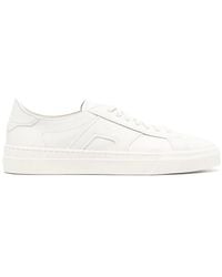 Santoni - Logo-Print Leather Sneakers - Lyst