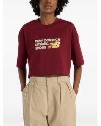 New Balance - Chest Logo Cropped T-Shirt - Lyst