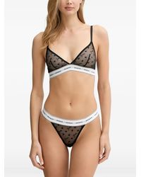 Guess - Logo-Print Mesh Bra - Lyst