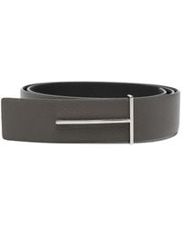 Tom Ford - T-Logo Pebbled Leather Belt - Lyst
