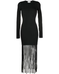 Ganni - Knitted Dress With Fringes - Lyst