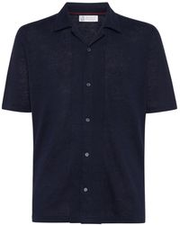 Brunello Cucinelli - Linen-blend Short-sleeved Shirt - Lyst