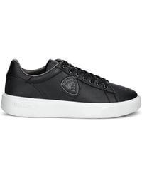 Blauer - Logo-Patch Leather Sneakers - Lyst