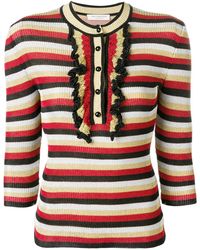 Philosophy Di Lorenzo Serafini - Ruffle Detail Striped Sweater - Lyst