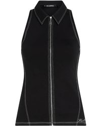 Karl Lagerfeld - Contrast-Stitch Sleeveless Top - Lyst