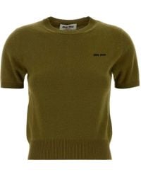 Miu Miu - Logo-Detail Cashmere Top - Lyst