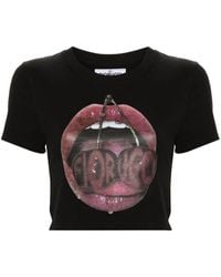 Fiorucci - Graphic-print Cropped T-shirt - Lyst
