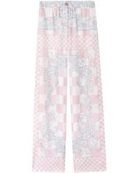 Versace - Graphic-print Silk Flared Trousers - Lyst