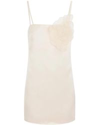 Elisabetta Franchi - Robe En Satin À Appliques Fleurs - Lyst