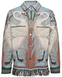 Amiri - Swan Tapestry Fringed Shirt - Lyst