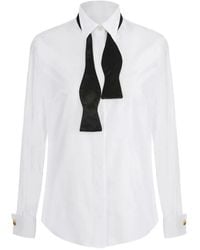 Elisabetta Franchi - Cotton Shirt With Bow Tie - Lyst