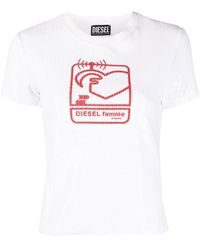 DIESEL - Sequin-Embellished Logo-Print T-Shirt - Lyst