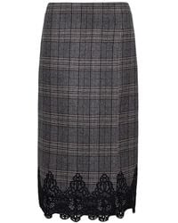 Cara Cara - Allie Lace-Trimmed Check Midi Skirt - Lyst