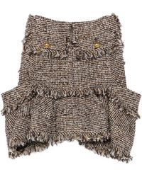 Sacai - Falda corta de tweed con flecos - Lyst