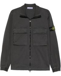 Stone Island - Logo-Patch Zip-Up Shirt Jacket - Lyst