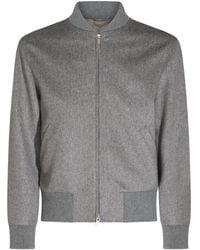 Lardini - Ribbed-Trim Wool Bomber Jacket - Lyst