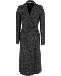 Tagliatore - Manteau Ceinturé À Motif De Chevrons - Lyst