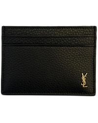 Saint Laurent - Logo-Plaque Leather Card Holder - Lyst
