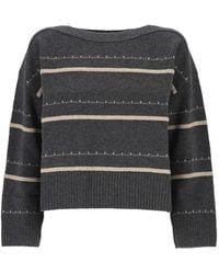 Pennyblack - Striped Boat-Neck Sweater - Lyst