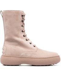 Tod's - Wg Lace-up Suede Ankle Boots - Lyst