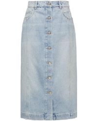Moncler - Button-Up Denim Midi Skirt - Lyst