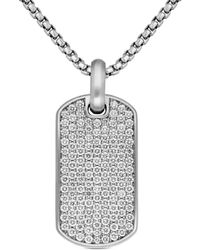 David Yurman - Zilveren Chevron Naamplaatje Met Diamant (35Mm) - Lyst