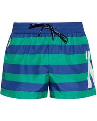 Dolce & Gabbana - Striped Logo-Patch Swim Shorts - Lyst