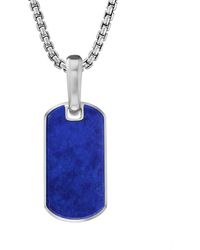David Yurman - Zilveren Naamplaatje Met Lapis Lazuli - Lyst