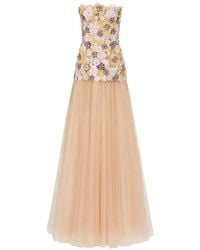 Costarellos - Thia Floral-Embroidered Strapless Maxi Dress - Lyst