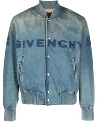 Givenchy - Logo-print Denim Bomber Jacket - Men's - Cotton/cupro - Lyst