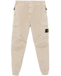 Stone Island - Tapered Fit Cotton Cargo Pants With Elasticated Waistband - Lyst