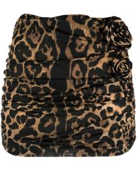 Blumarine - Leopard-Print Gathered Miniskirt - Lyst