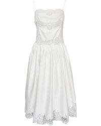 Self-Portrait Embellished Lace-Trimmed Mesh Midi Dress in Pink | Lyst