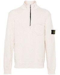 Stone Island - Bouclé Trui Met Compass-Logopatch - Lyst
