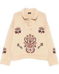 Etro - Lace-Up Embroidered Sweater - Lyst