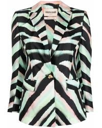 Roberto Cavalli - Zebra-Print Silk Blazer - Lyst