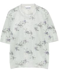 Ganni - Floral-Print T-Shirt - Lyst