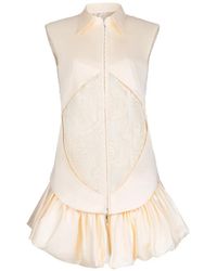Gaby Charbachy - Lace-Panelled Bubble-Skirt Mini Dress - Lyst