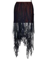 Maison Margiela - Creased Lace-Overlay Midi Skirt - Lyst