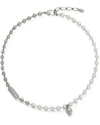 McQueen - Skull Pearl-Embellished Necklace - Lyst